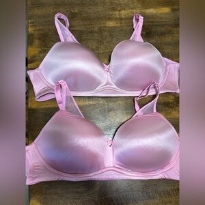 torrid 44C Wireless Bundle Pink Satin T-Shirt Bras Duo